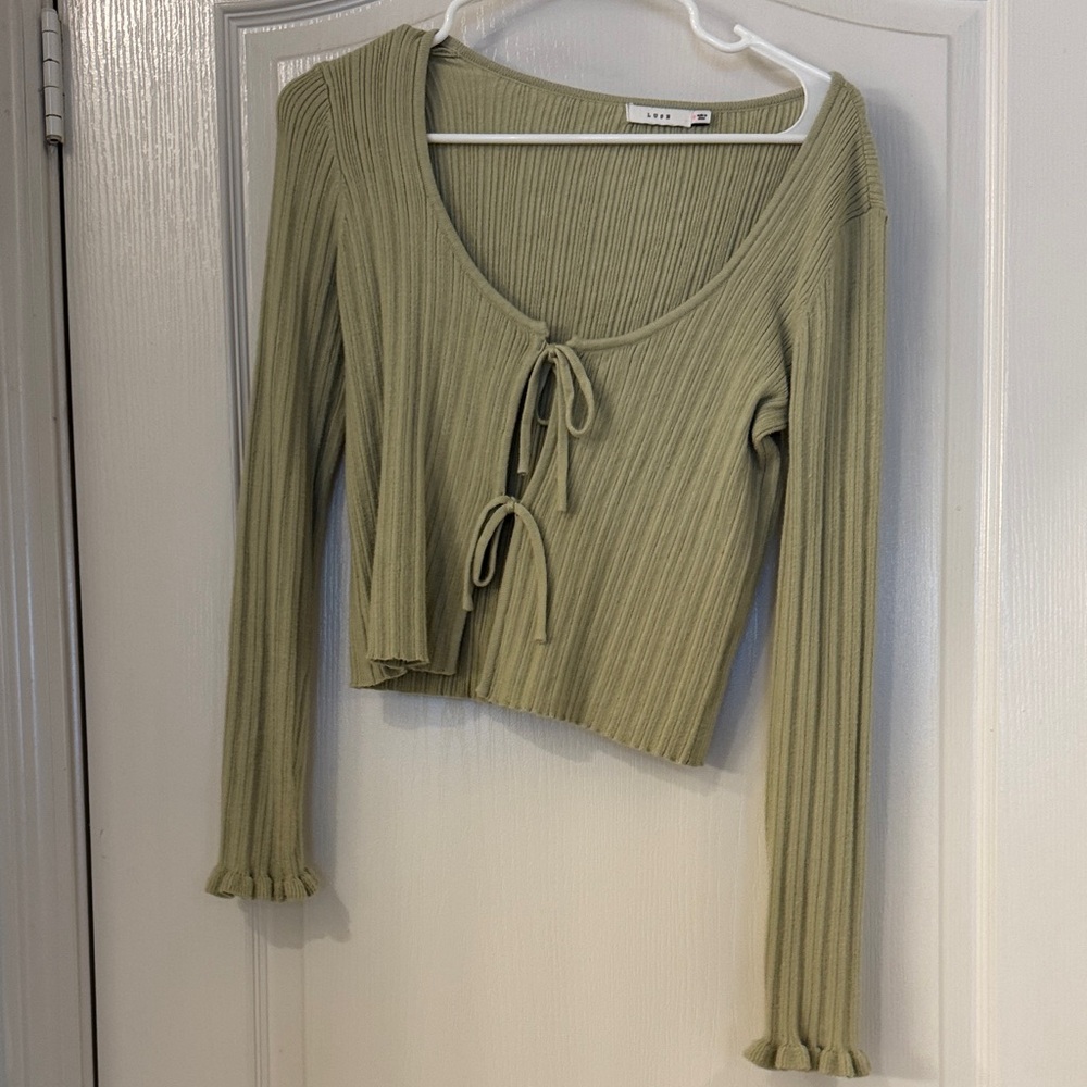 Lush Green Ribbed Crop Top Sweater